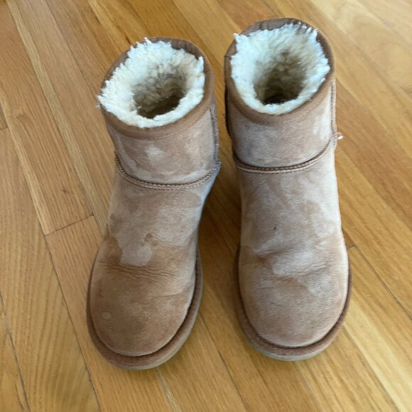 UGG Classic Mini II Genuine Shearling Lined Boot (Women) Size 7 Chestnut Suede - Picture 1 of 11